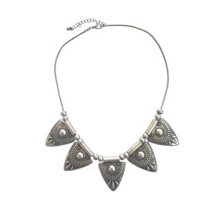 Silver Tone Tribal Boho Statement Necklace